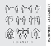Social Distancing Vector Line Icons