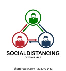 Social distancing vector logo template. This design use human symbol and arrow. Suitable for medical.