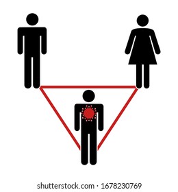 Social distancing. Virus effect people vector illustration. Outbreak, prevention and awareness.