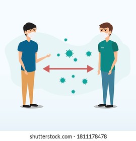 Social distancing, virus outbreaking concept vector.