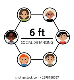 Social Distancing for Virus Protection. Vector Icon Illustration