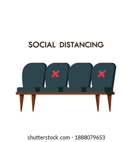 Social distancing. waiting chairs vector. waiting chairs on white background.