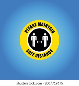 Social distancing warning floor and wall siymbols for use during coronavirus covid-19 outbreak pandemic epidemic. Vector sticker or sign to remind customers to keep their distance and quarantine.