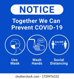 Social distancing warning sign warning in a blue sign about coronavirus or covid-19 vector illustration