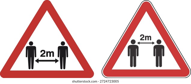 Social Distancing Warning Sign Keep 2m Distance Safety Symbol Design