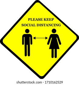 "SOCIAL DISTANCING"  warning sign and symbol. Please keep social distancing to protect and stop coronavirus. Vector Warning Sign. The new normal. normal life.