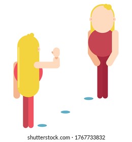 Social Distancing, Woman to Woman, Two Woman, People keeping distance for infection risk and disease, Health care concept