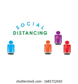 Social distancing. Wuhan novel coronavirus or covid-19 preventive action. vector illustration.