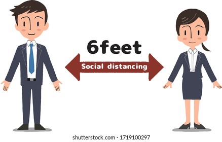 Social distancing.Coronavirus 2019-nCoV quarantine illustration.