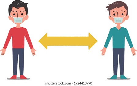 Social distancing.Coronavirus 2019-nCoV quarantine illustration.