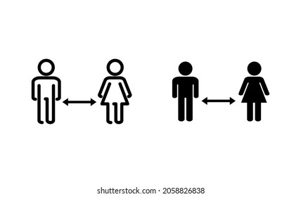 Social distancings set. social distance sign and symbol. self quarantine sign