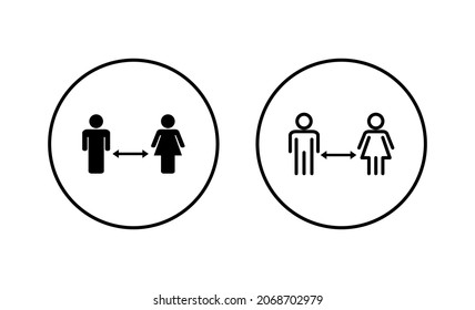 Social distancings set. social distance sign and symbol. self quarantine sign
