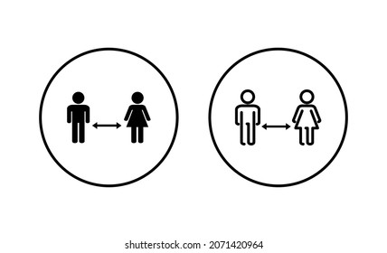 Social distancings set. social distance sign and symbol. self quarantine sign
