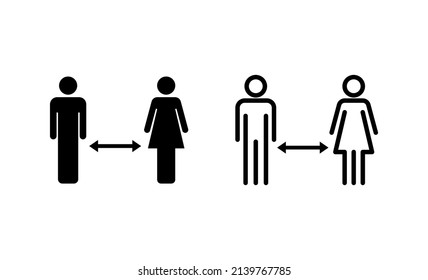 Social distancings vector. social distance sign and symbol. self quarantine sign