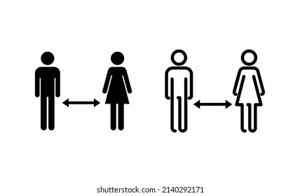Social distancings vector. social distance sign and symbol. self quarantine sign