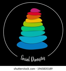 Social diversity, culture diversity, inclusion and diversity infographic vector set, rainbow vector logo for website