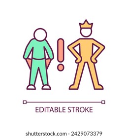 Social division RGB color icon. Global income inequality. Rich and poor. Poverty issue. Isolated vector illustration. Wealth gap. Simple filled line drawing. Editable stroke. Arial font used