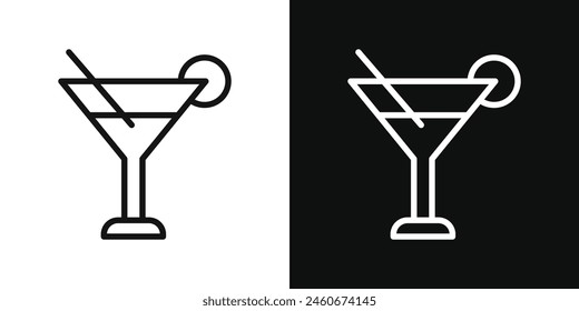 Social Drink Icon Set. Club Cocktail Glass Vector Symbol.