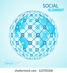 social element globe worldwide / vector