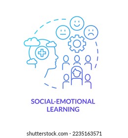 Social emotional learning blue gradient concept icon. Building relationship. Trend in education abstract idea thin line illustration. Isolated outline drawing. Myriad Pro-Bold font used