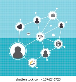Social Engagement concept with blue background