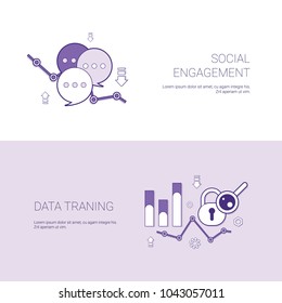 Social Engagement And Data Training Template Web Banner With Copy Space Vector Illustration