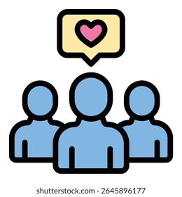 ícone de engajamento social ilustração de estilo de linha plana representando interação on-line e envolvimento da comunidade, adequado para projetos de mídias sociais, marketing e comunicação