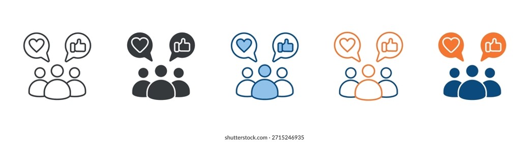 Social Engagement Icon Set Multiple Style Collection