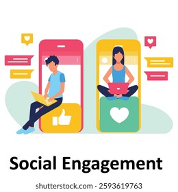 Social Engagement Vector Illustration Which can easily modify or edit Which can easily modify or edit

