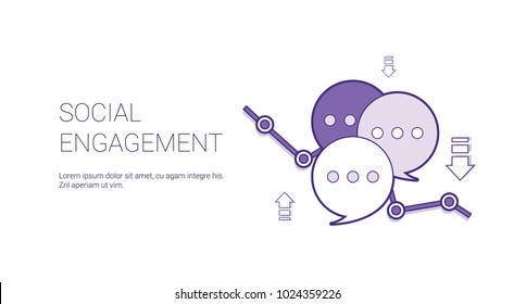 Social Engagement Web Banner With Copy Space Business Content Marketing Concept Vector Illustration