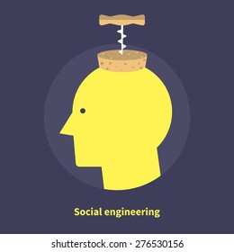 Social Engineering, Hacking - Isolated Flat Vector Illustration.