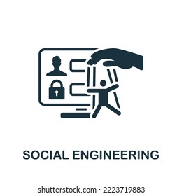 Icono de Ingeniería Social. Icono monocromo de seguridad cibernética simple para plantillas, diseño web e infografías