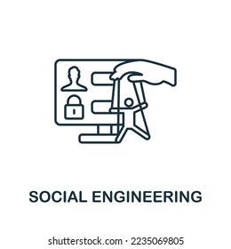 Icono de Ingeniería Social. Icono monocromo de seguridad cibernética simple para plantillas, diseño web e infografías