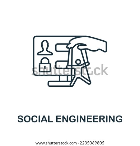 Social Engineering icon. Monochrome simple Cyber Security icon for templates, web design and infographics