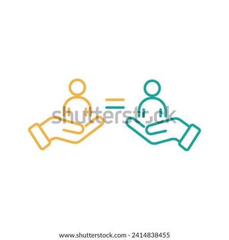 social equity help icon, inclusion gender equality, community care, support people, thin line symbol - editable stroke vector illustration