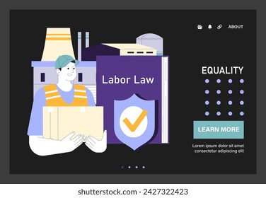 Social equity web or landing. Labor rights in the industrial sector. Civil society and community engagement for better future and equal opportunities. Diversity and inclusion. Flat vector illustration