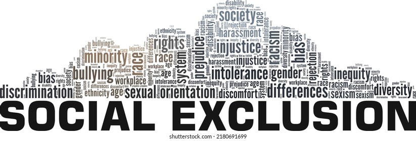 Social Exclusion Word Cloud Conceptual Design Isolated On White Background.