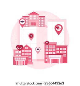 Social facilities abstract concept vector illustration. Social services work, health care centres, education schools, fire brigade station, maternity home, community halls abstract metaphor.