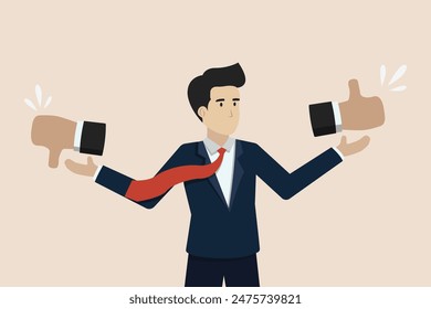 Social feedback, positive and negative feedback on social media, people giving opinions with thumbs up, unfavorable feedback.