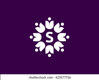 Social Flower Logo, Logo. Monogram, Abstract. Design logo element. Vector Logo Icon