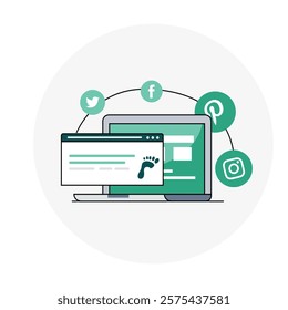 Social Footprint Icon Representing Digital Presence Monitoring, Online Privacy, and Social Media Security