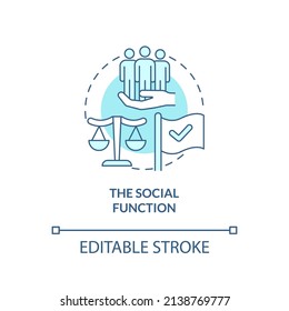 Social function turquoise concept icon. Defence of national economic system abstract idea thin line illustration. Isolated outline drawing. Editable stroke. Arial, Myriad Pro-Bold fonts used