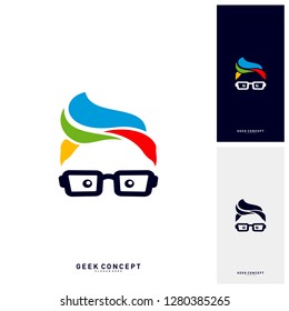 Social Geek Color Logo Concept Vector. Colorful Geek Logo Template - Vector