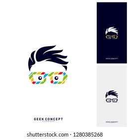 Social Geek Color Logo Concept Vector. Colorful Geek Logo Template - Vector