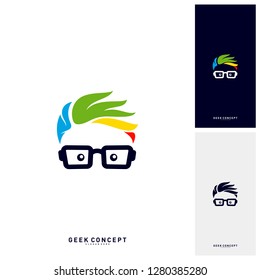 Social Geek Color Logo Concept Vector. Colorful Geek Logo Template - Vector