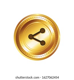 Social Gold Vector Icon Button on white background