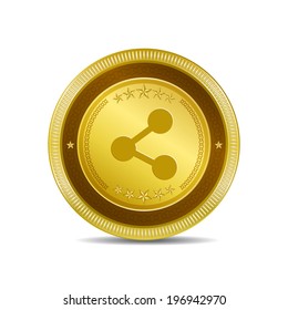 Social Gold Vector Icon Button