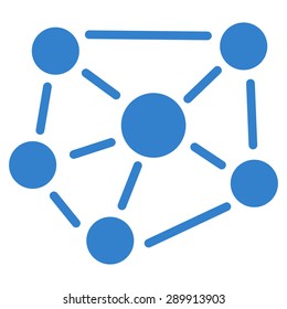 Social graph icon from Business Bicolor Set. This flat vector symbol uses cobalt color, rounded angles, and isolated on a white background.