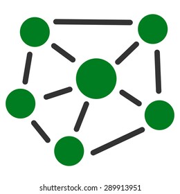 Social graph icon from Business Bicolor Set. This flat vector symbol uses green and gray colors, rounded angles, and isolated on a white background.