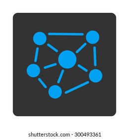 Social graph icon. This flat rounded square button uses white and gray colors and isolated on a white background.